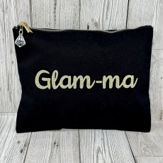 Bespoke Script Black Make Up Bag - Glam-ma Gold Font